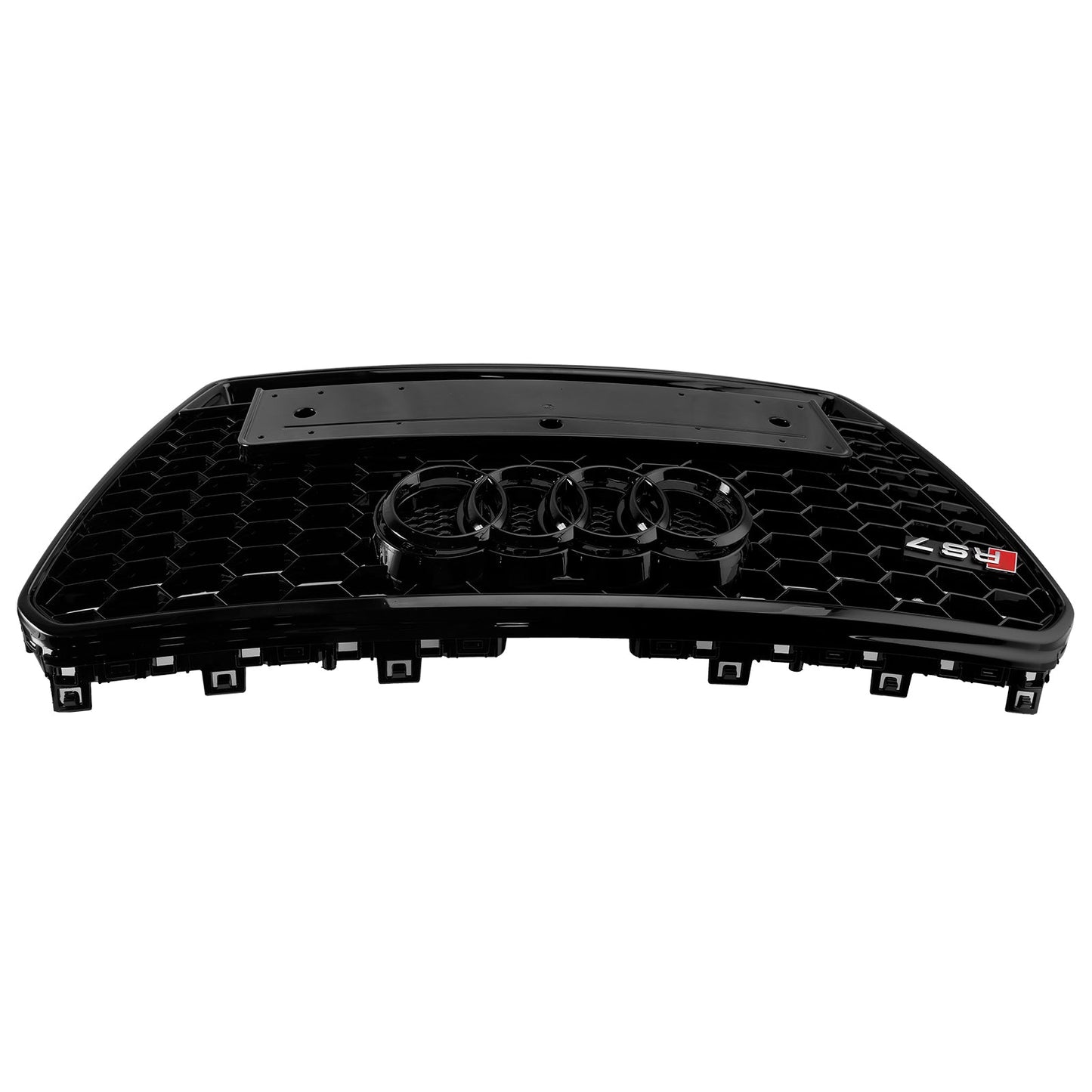 2010-2015 Audi A7/ A7 Sline/ S7 RS7 Style Grill Front Bumper Honeycomb Mesh Sport Black Grille W/ Ring Emblem + Quattro