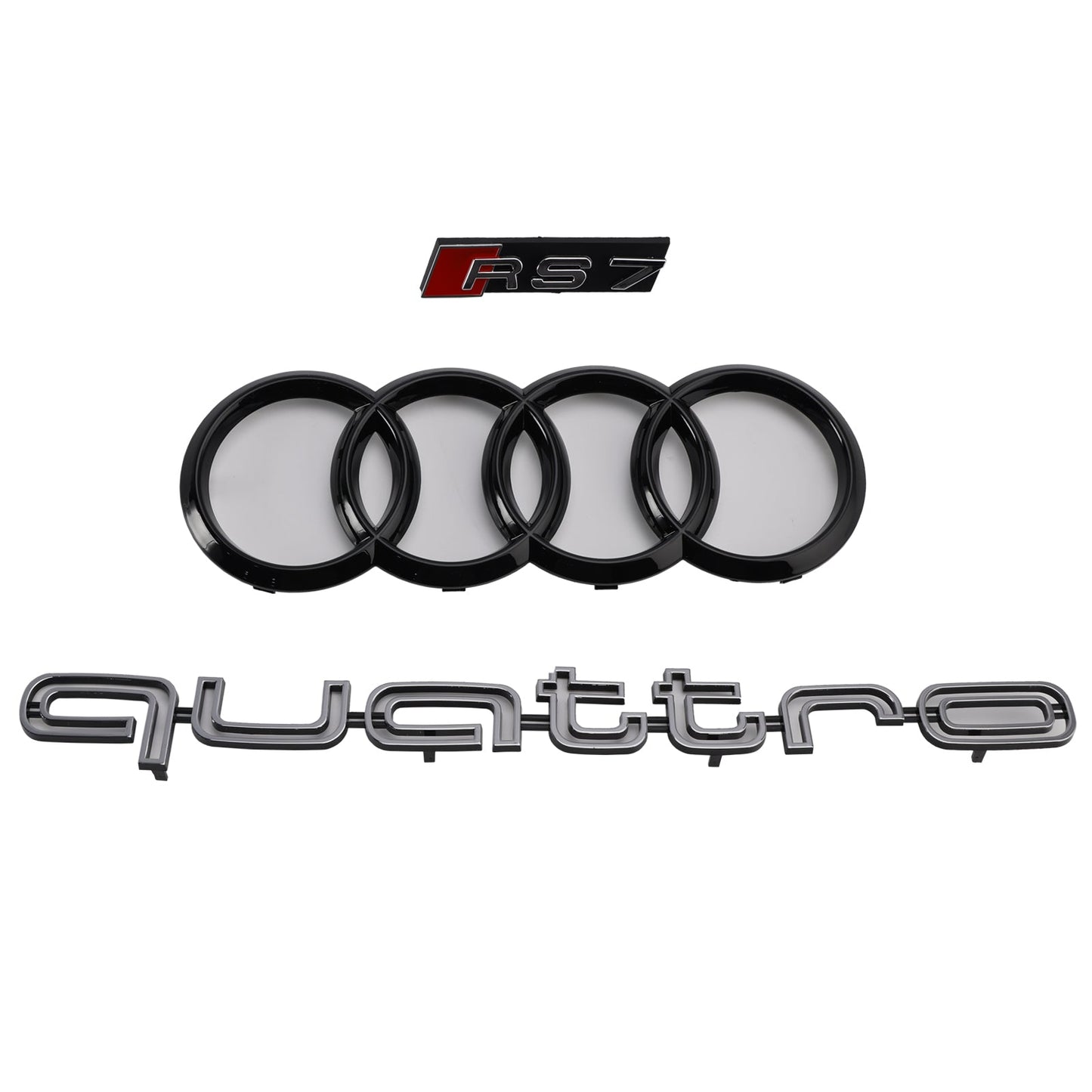 2010-2015 Audi A7/ A7 Sline/ S7 RS7 Style Grill Front Bumper Honeycomb Mesh Sport Black Grille W/ Ring Emblem + Quattro