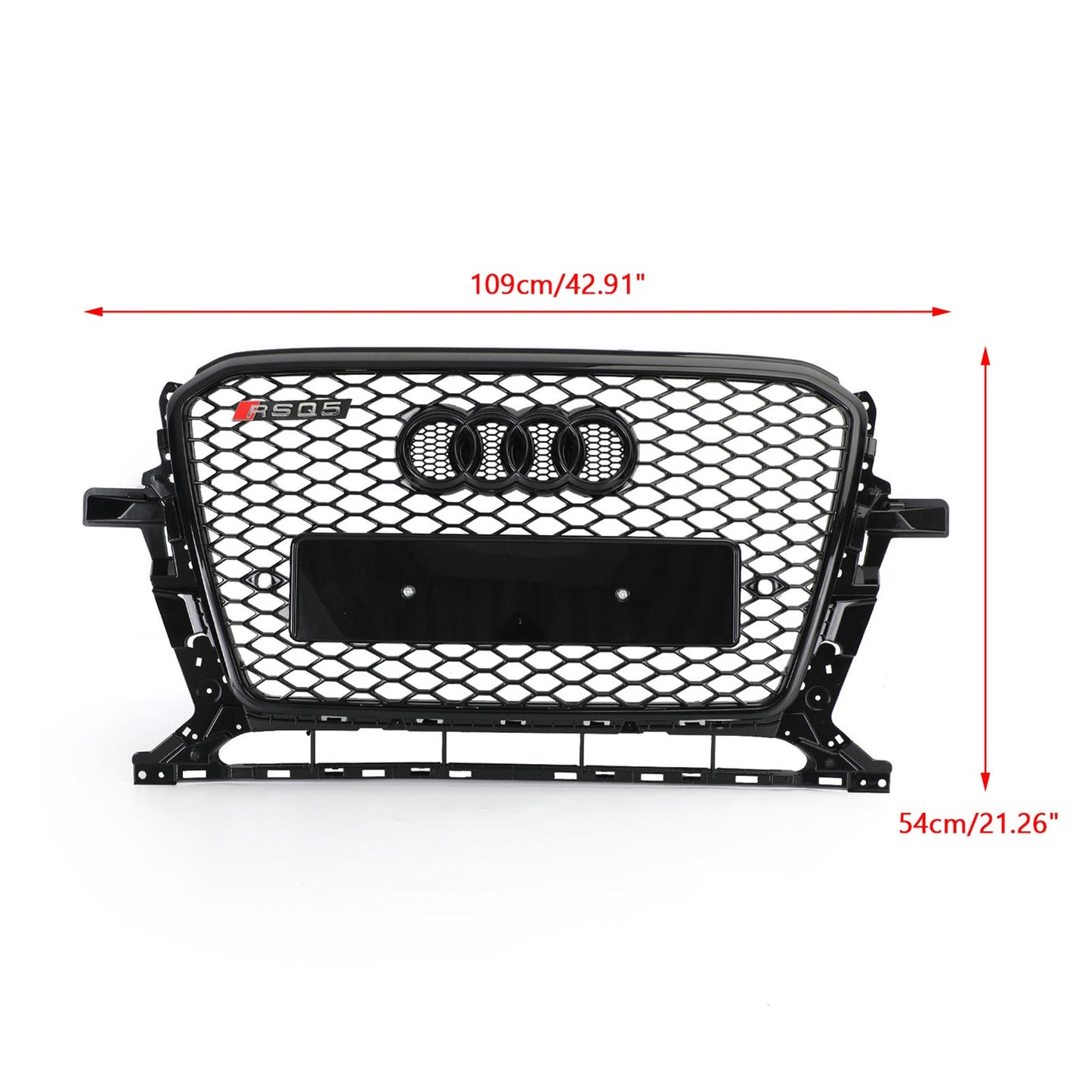 2013-2017 Audi Q5 / SQ5 Front Bumper Replacement Black Grill W/ Ring Emblem RSQ5 Honeycomb Style Grille