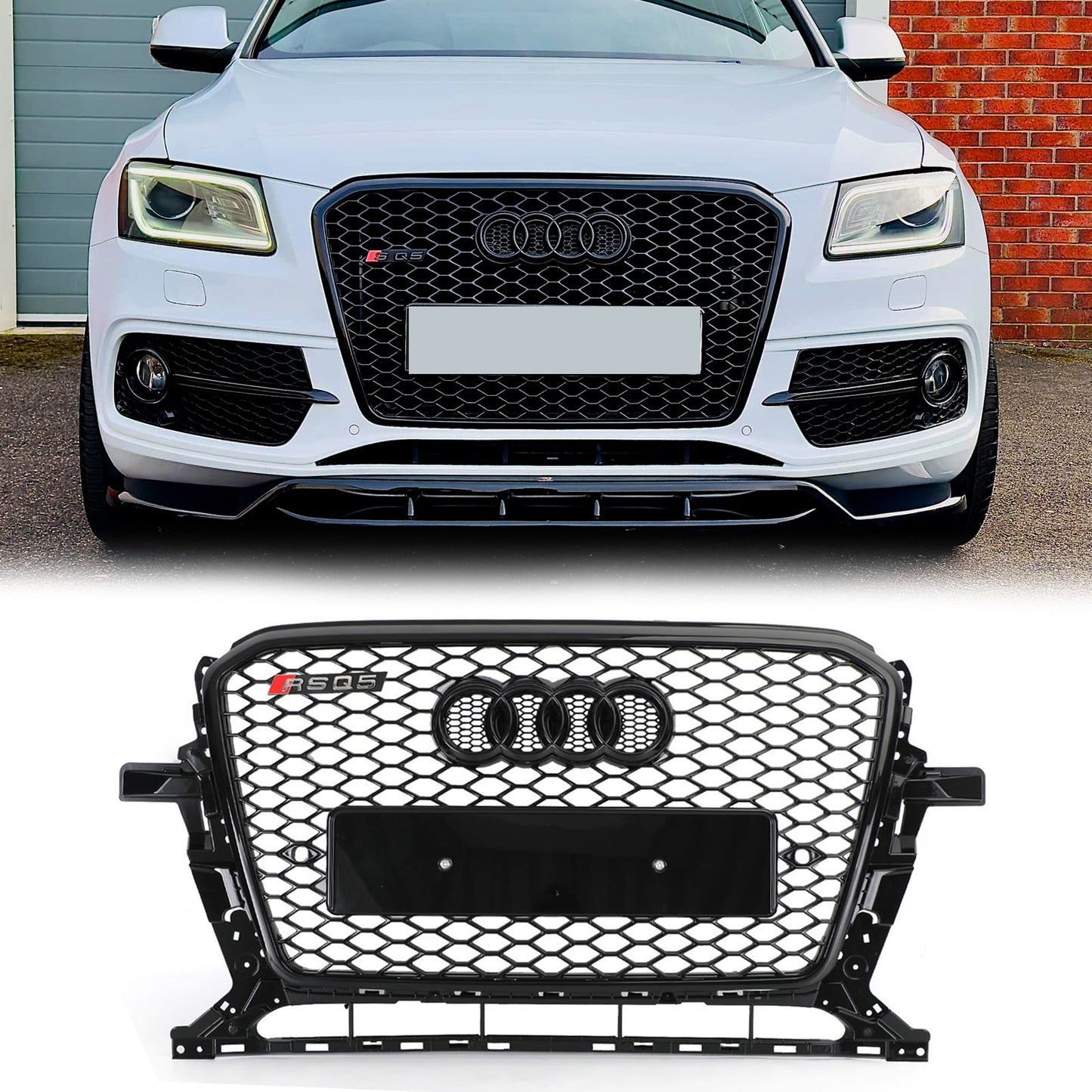 Audi 2013-2017 Q5 SQ5 RSQ5 Style Honeycomb Mesh Sport Hex Grille Gloss Black Grill