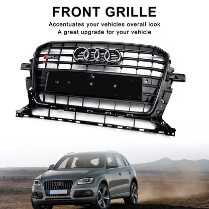 2013-2017 Audi Q5 / SQ5 Black Bumper Horizontal Slat Grill W/ Ring Emblem SQ5 Style Front Grille