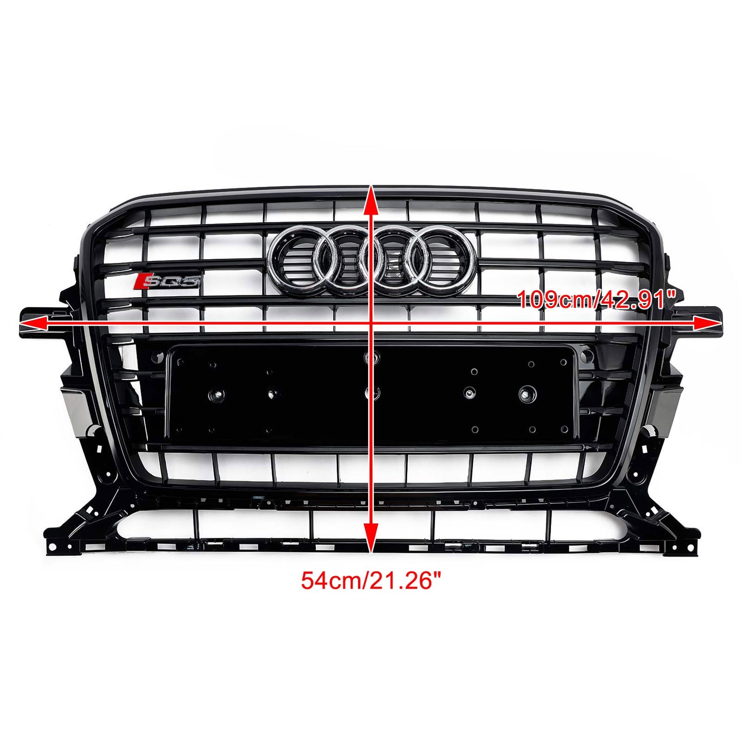2013-2017 Audi Q5 SQ5 Black SQ5 Style Grille Horizontal Slat Front Bumper Black Grill