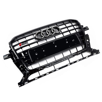 2013-2017 Audi Q5 / SQ5 Black Bumper Horizontal Slat Grill W/ Ring Emblem SQ5 Style Front Grille
