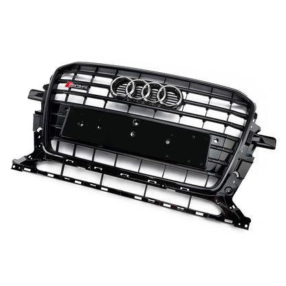 2013-2017 Audi Q5 / SQ5 Black Bumper Horizontal Slat Grill W/ Ring Emblem SQ5 Style Front Grille