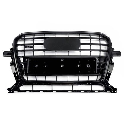 2013-2017 Audi Q5 / SQ5 Black Bumper Horizontal Slat Grill W/ Ring Emblem SQ5 Style Front Grille