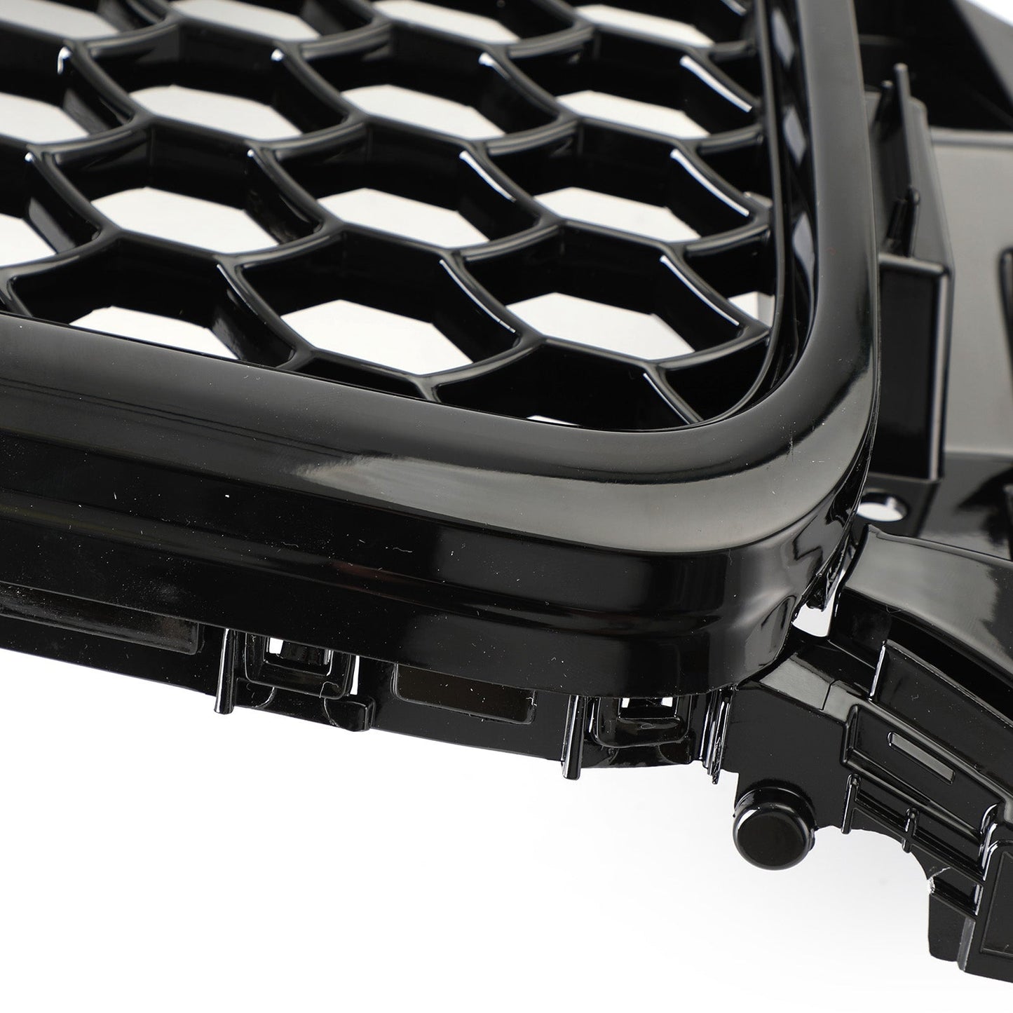 2008-2012 Audi A4/ A4 Sline/ S4 B8 RS4 Honeycomb Style Grill Sport Mesh Front Grille Glossy Black W/ Silver Ring Emblem