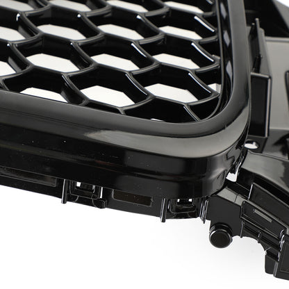 2008-2012 Audi A4/ A4 Sline/ S4 B8 RS4 Honeycomb Style Grill Sport Mesh Front Grille Glossy Black W/ Silver Ring Emblem