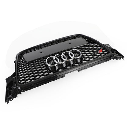 2008-2012 Audi A4/ A4 Sline/ S4 B8 RS4 Honeycomb Style Grill Sport Mesh Front Grille Glossy Black W/ Silver Ring Emblem