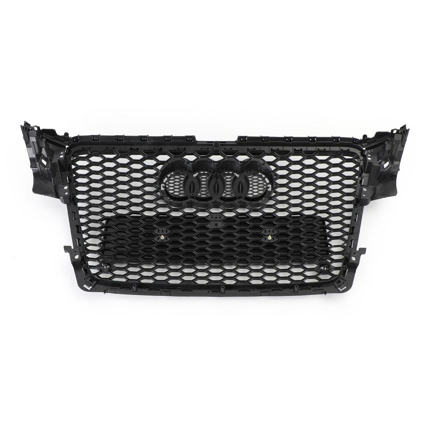 2008-2012 Audi A4/ A4 Sline/ S4 B8 RS4 Honeycomb Style Grill Sport Mesh Front Grille Glossy Black W/ Silver Ring Emblem