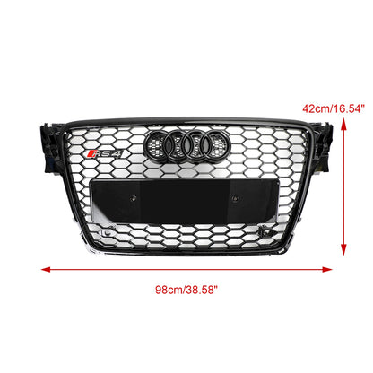 Audi 2008-2012 A4/S4 B8 Grill Replacement RS4 Style Honeycomb Sport Mesh Hex Grille Black