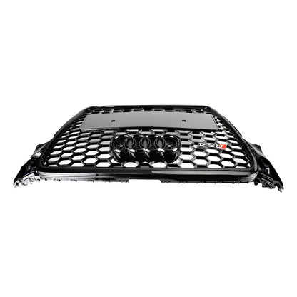 2008-2012 Audi A4/ A4 Sline/ S4 B8 RS4 Honeycomb Grille Front Bumper Mesh Black Grill With Ring Emblem