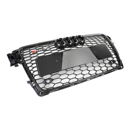2008-2012 Audi A4/ A4 Sline/ S4 B8 RS4 Honeycomb Grille Front Bumper Mesh Black Grill With Ring Emblem
