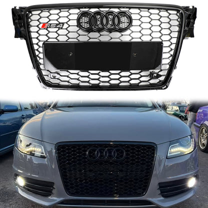 Audi 2008-2012 A4/S4 B8 Grill Replacement RS4 Style Honeycomb Sport Mesh Hex Grille Black