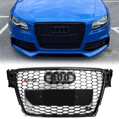 Audi 2008-2012 A4/S4 B8 Grill Replacement RS4 Style Honeycomb Sport Mesh Hex Grille Black