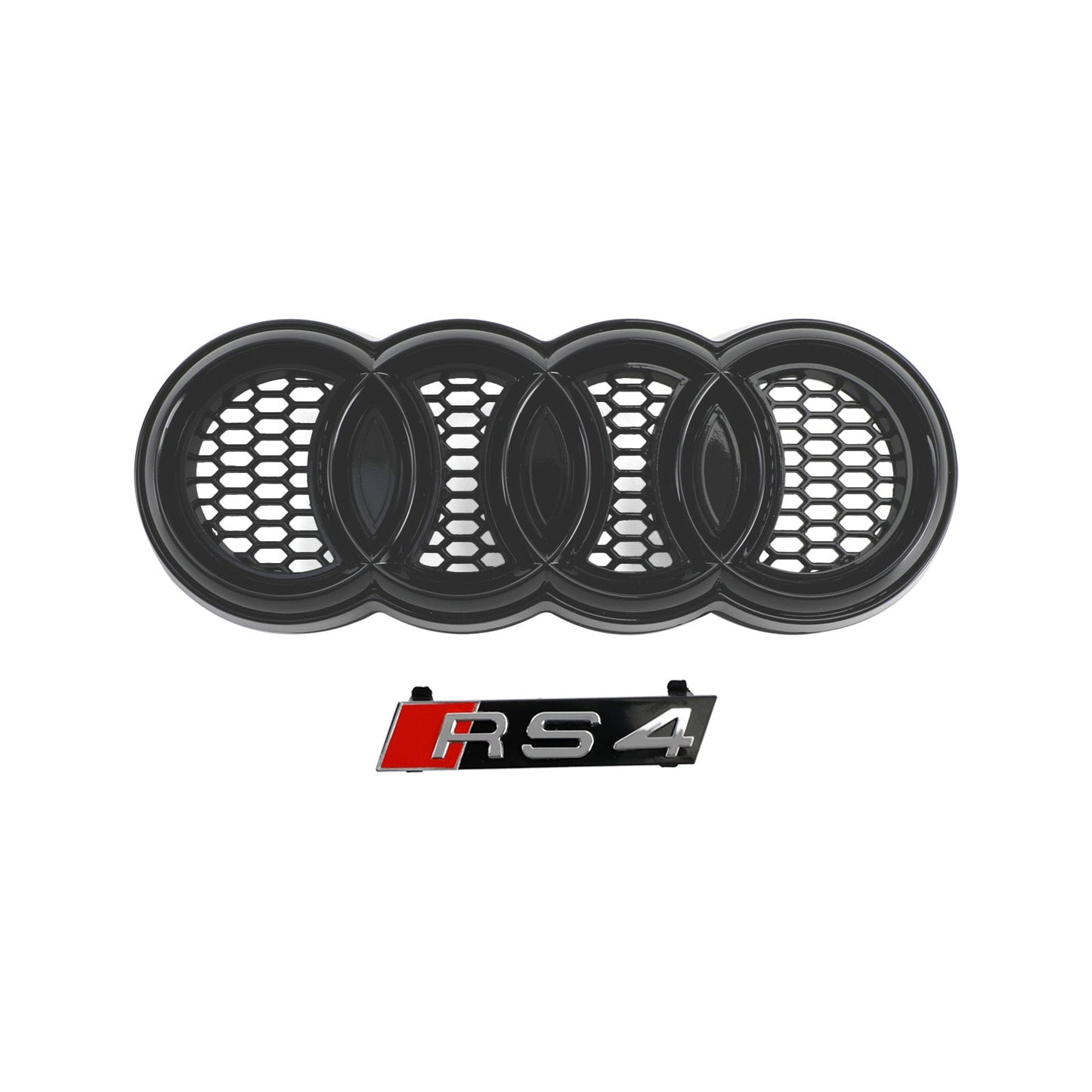 2008-2012 Audi A4/ A4 Sline/ S4 B8 RS4 Honeycomb Grille Front Bumper Mesh Black Grill With Ring Emblem