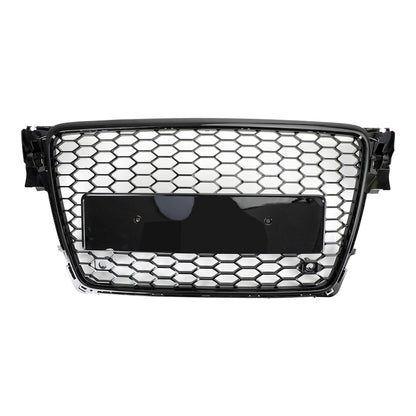 2008-2012 Audi A4 / A4 Avant B8 RS4 Style Honeycomb Mesh Hex Grill Gloss Black Grille + Fog Light Grille