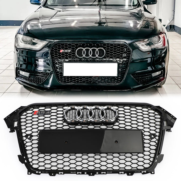 2012-2016 Audi A4 / A4 Sline / S4 Grill RS4 Style Mesh Front Bumper Gloss Black Grill Replacement