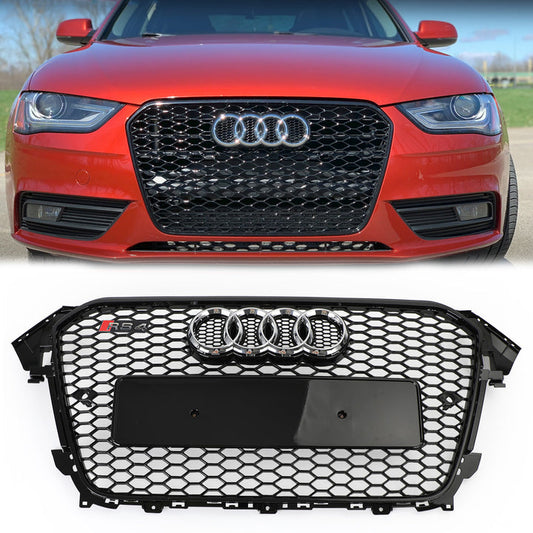 Audi 2012-2016 A4 A4 Sline S4 Grill RS4 Style Mesh Front Bumper Gloss Black Grill Replacement