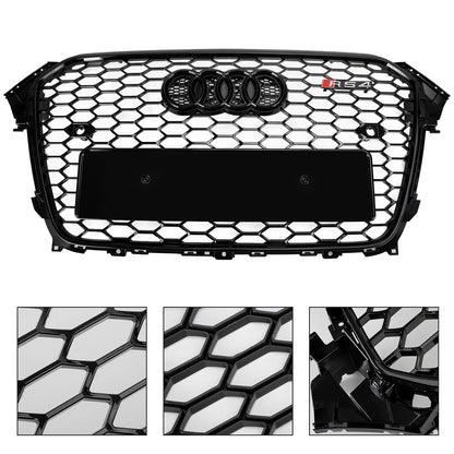 2012 2013 2014 2015 2016 Audi A4 / A4 Sline / S4 B8.5 RS4 Style Gloss Black Grill Honeycome Mesh Sport Hex Front Grille W/ Emblem