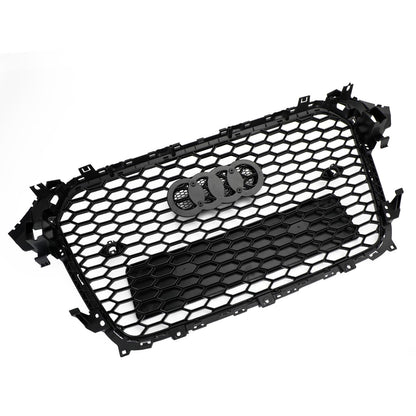 2012-2016 Audi A4 / A4 Sline / S4 Grill RS4 Style Mesh Front Bumper Gloss Black Grill With Ring Emblem