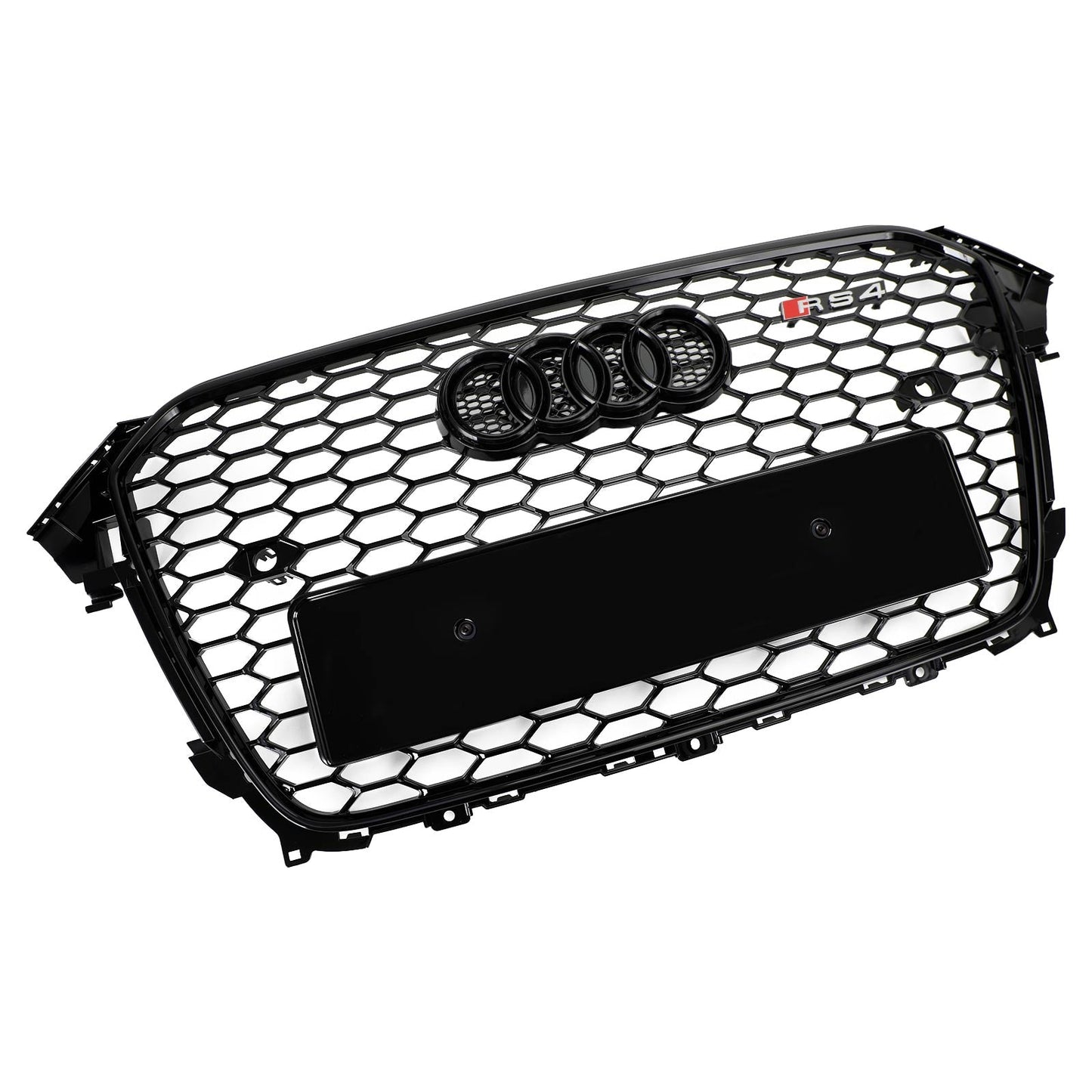 2012 2013 2014 2015 2016 Audi A4 / A4 Sline / S4 B8.5 RS4 Style Gloss Black Grill Honeycome Mesh Sport Hex Front Grille W/ Emblem
