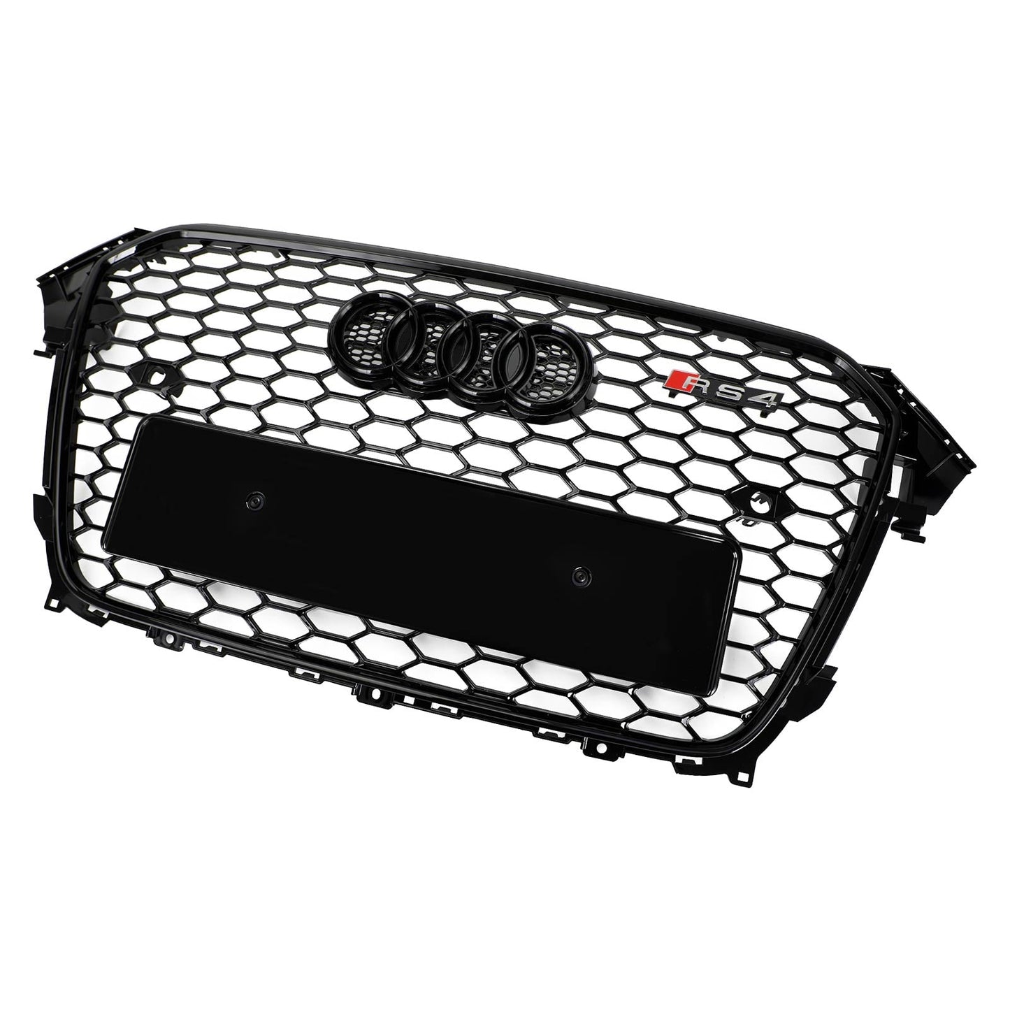 2012-2016 Audi A4 / A4 Sline / S4 Grill RS4 Style Mesh Front Bumper Gloss Black Grill With Ring Emblem