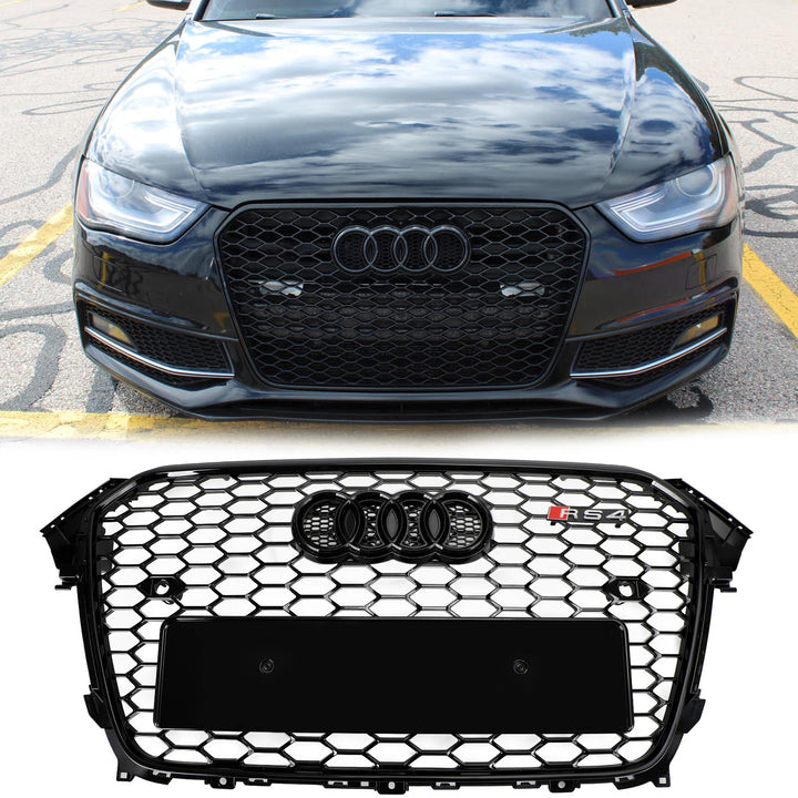 2012-2016 Audi B8.5 A4/A4 Sline/S4 Front Grill RS4 Honeycomb Mesh Hex Black Grille Replacement