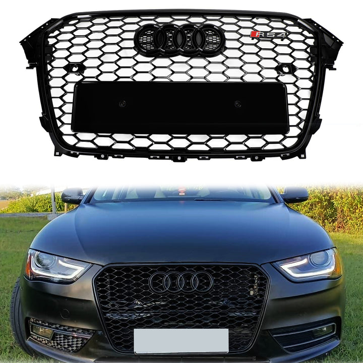 2012-2016 Audi B8.5 A4 / A4 Sline / S4 Front Grill RS4 Honeycomb Mesh Hex Black Grill Replacement