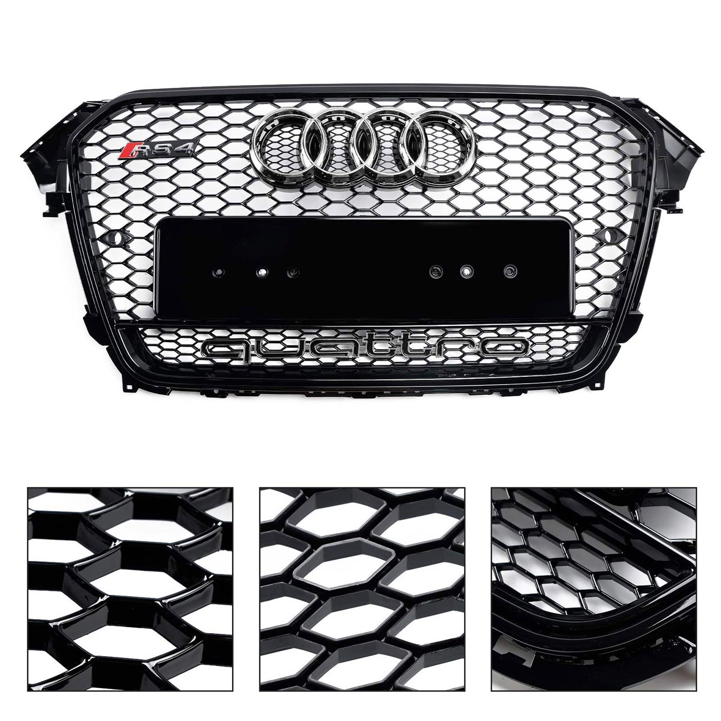 2012-2016 Audi A4/S4 B8.5 With Quattro RS4 Style Front Bumper Grill Replacement Black Grille