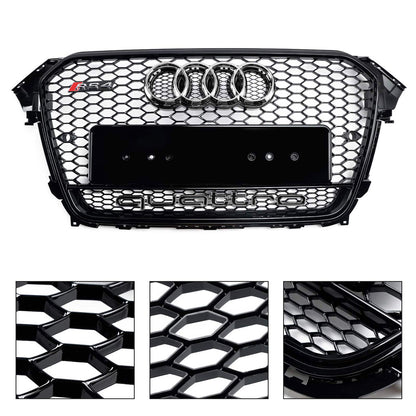2012 2013 2014 2015 2016 Audi A4 / A4 Sline / S4 B8.5 RS4 Style Gloss Black Grill Honeycome Mesh Sport Hex Front Grille W/ Emblem