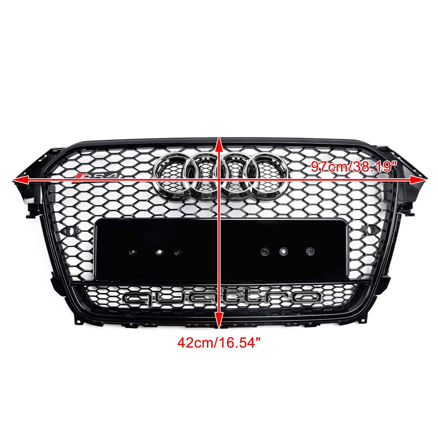 2012-2016 Audi A4 / A4 Sline / S4 B8.5 Front Black Honeycomb RS Style Grille With Silver Ring Emblem