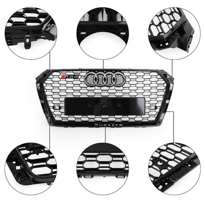 2016-2019 Audi A4/S4 B9 Honeycomb Grill RS4 Style Mesh Hex Grille Replacement Black Grill