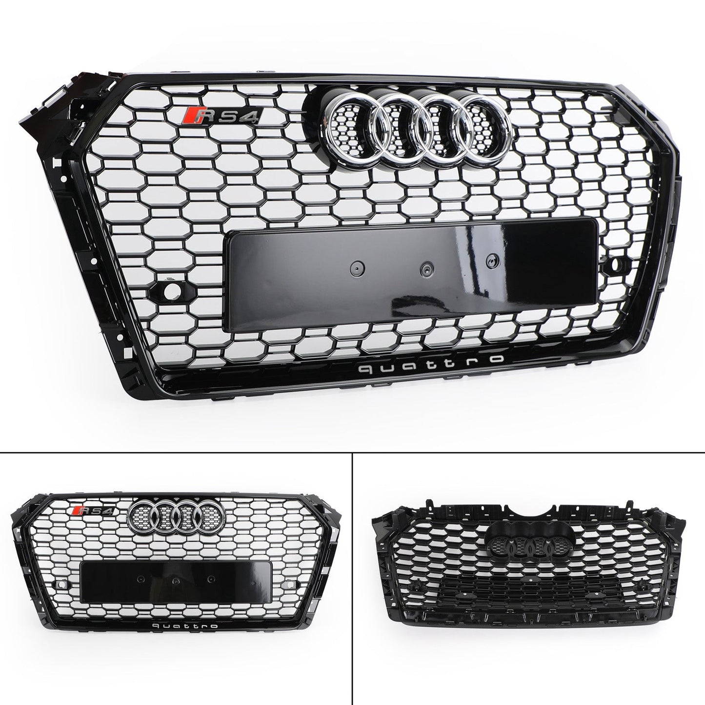 2016-2019 Audi A4/S4 B9 Honeycomb Grill RS4 Style Mesh Hex Grille Replacement Black Grill