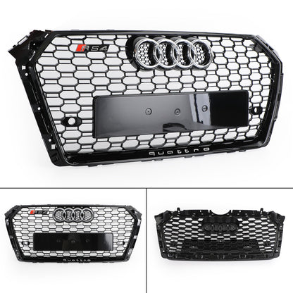 2016-2019 Audi A4/S4 B9 Honeycomb Grill RS4 Style Mesh Hex Grille Replacement Black Grill