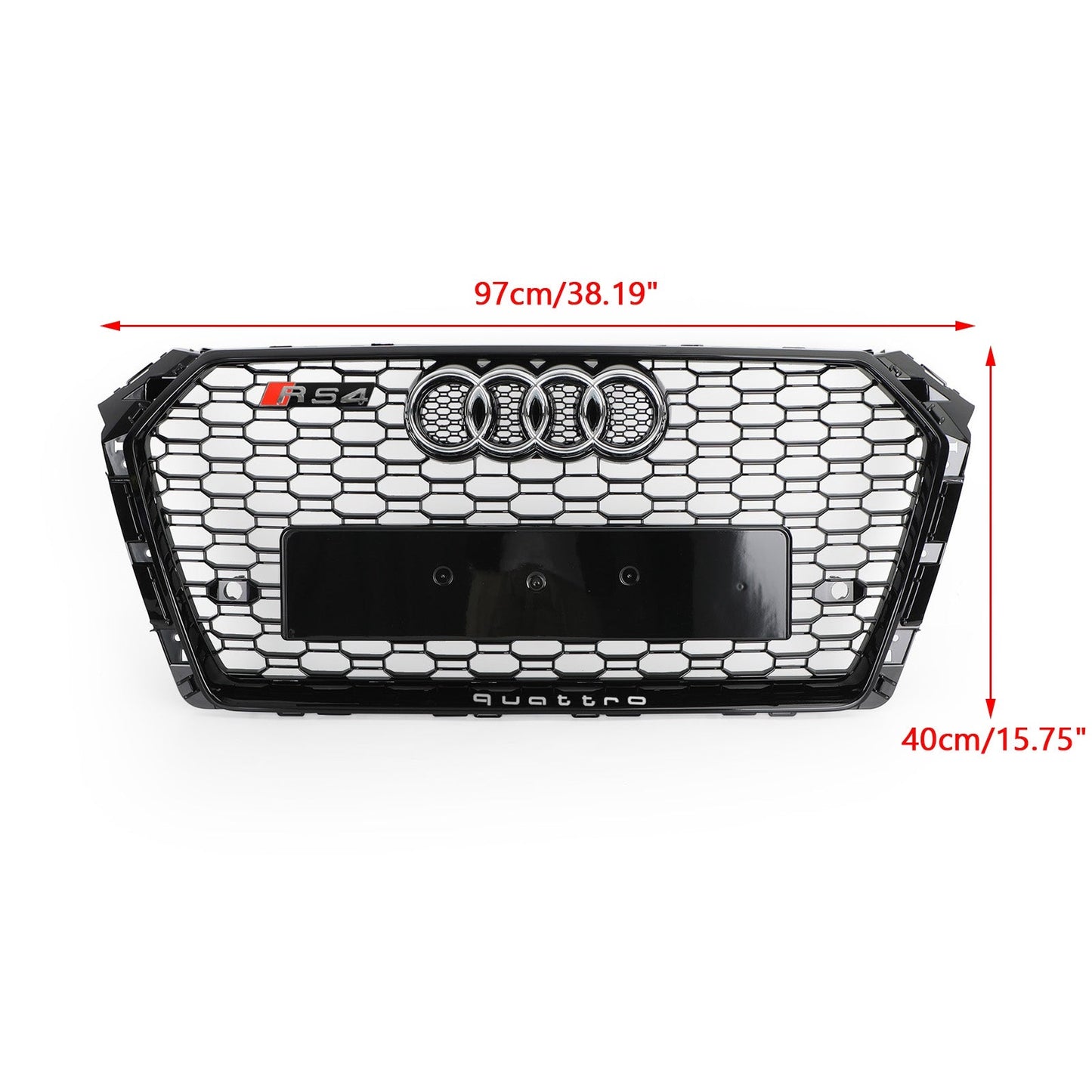 2016-2019 Audi A4/S4 B9 Honeycomb Grill RS4 Style Mesh Hex Grille Replacement Black Grill