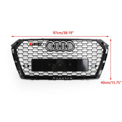2016-2019 Audi A4/S4 B9 Honeycomb Grill RS4 Style Mesh Hex Grille Replacement Black Grill