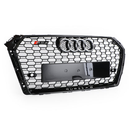 2016-2019 Audi A4/S4 B9 Honeycomb Grill RS4 Style Mesh Hex Grille Replacement Black Grill