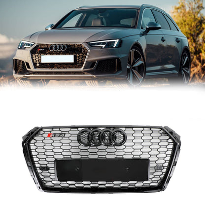 2016-2019 Audi A4/A4 S-Line/S4 B9 RS4 Style Front Bumper Grill Gloss Black Honeycomb Grill