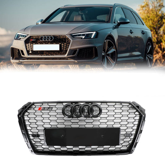 2016-2019 Audi A4/A4 S-Line/S4 B9 RS4 Style Front Bumper Grill Gloss Black Honeycomb Grill