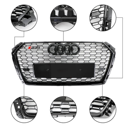 2016-2019 Audi A4/A4 S-Line/S4 B9 RS4 Style Grill Gloss Black Front Bumper Honeycomb Grille
