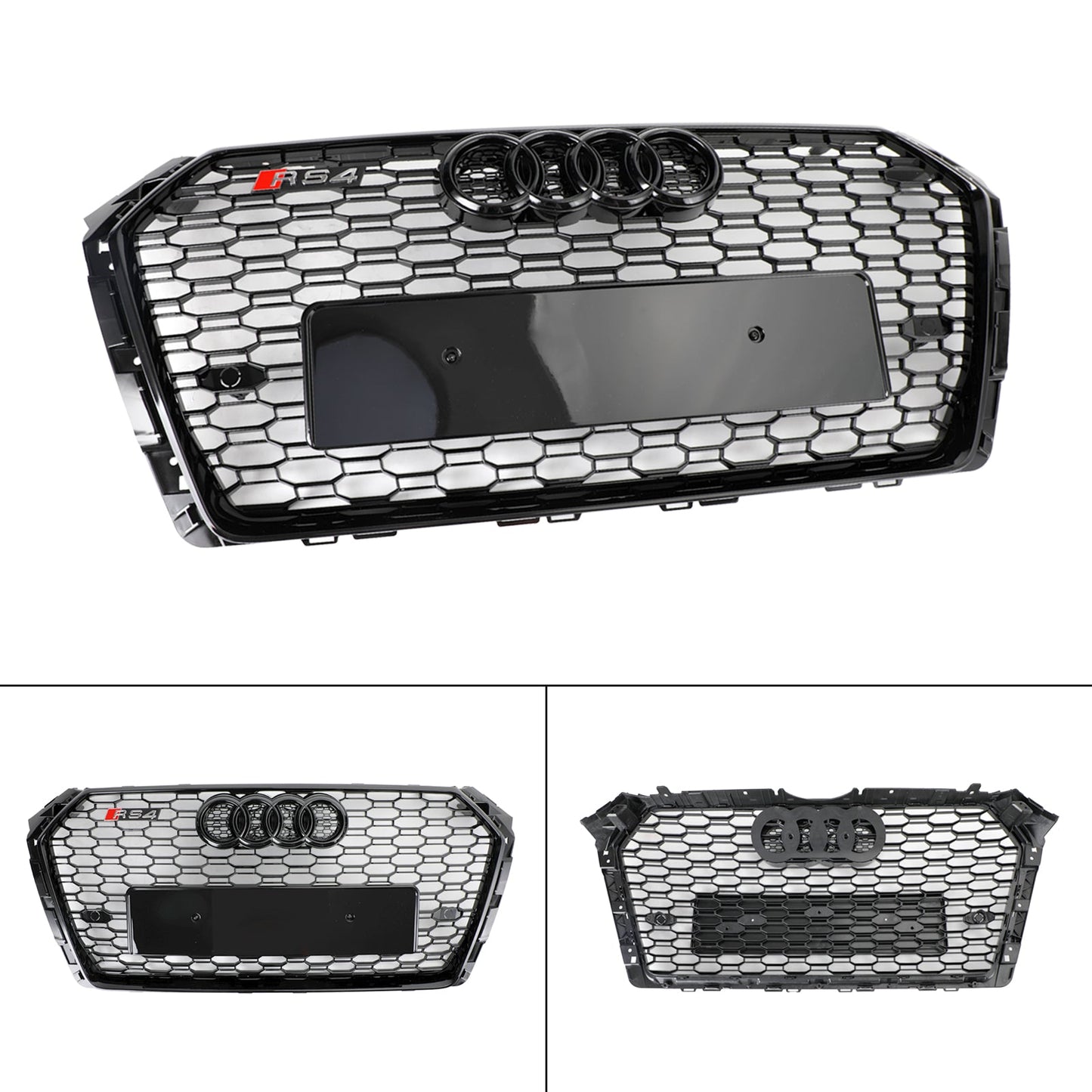 2016-2019 Audi A4/S4 B9 Honeycomb Grill RS4 Style Mesh Hex Grille Replacement Black Grill