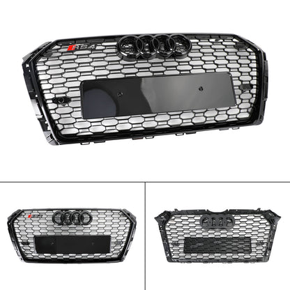 2016-2019 Audi A4/S4 B9 Honeycomb Grill RS4 Style Mesh Hex Grille Replacement Black Grill