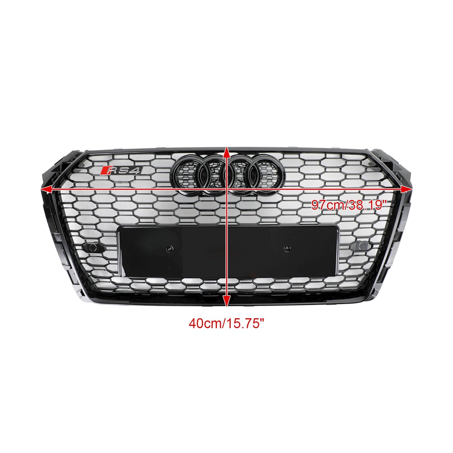 2016-2019 Audi A4/S4 B9 Honeycomb Grill RS4 Style Mesh Hex Grille Replacement Black Grill