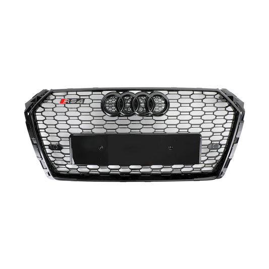 2016-2019 Audi A4/S4 B9 Honeycomb Grill RS4 Style Mesh Hex Grille Replacement Black Grill