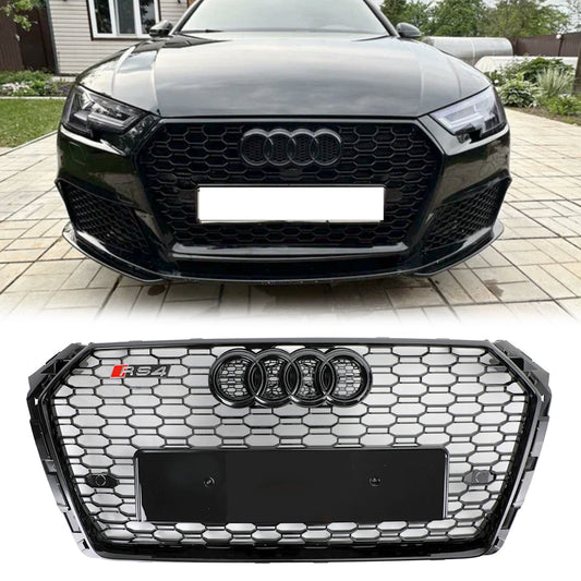 2016-2019 Audi A4/S4 B9 Honeycomb Grill RS4 Style Mesh Hex Grille Replacement Black Grill