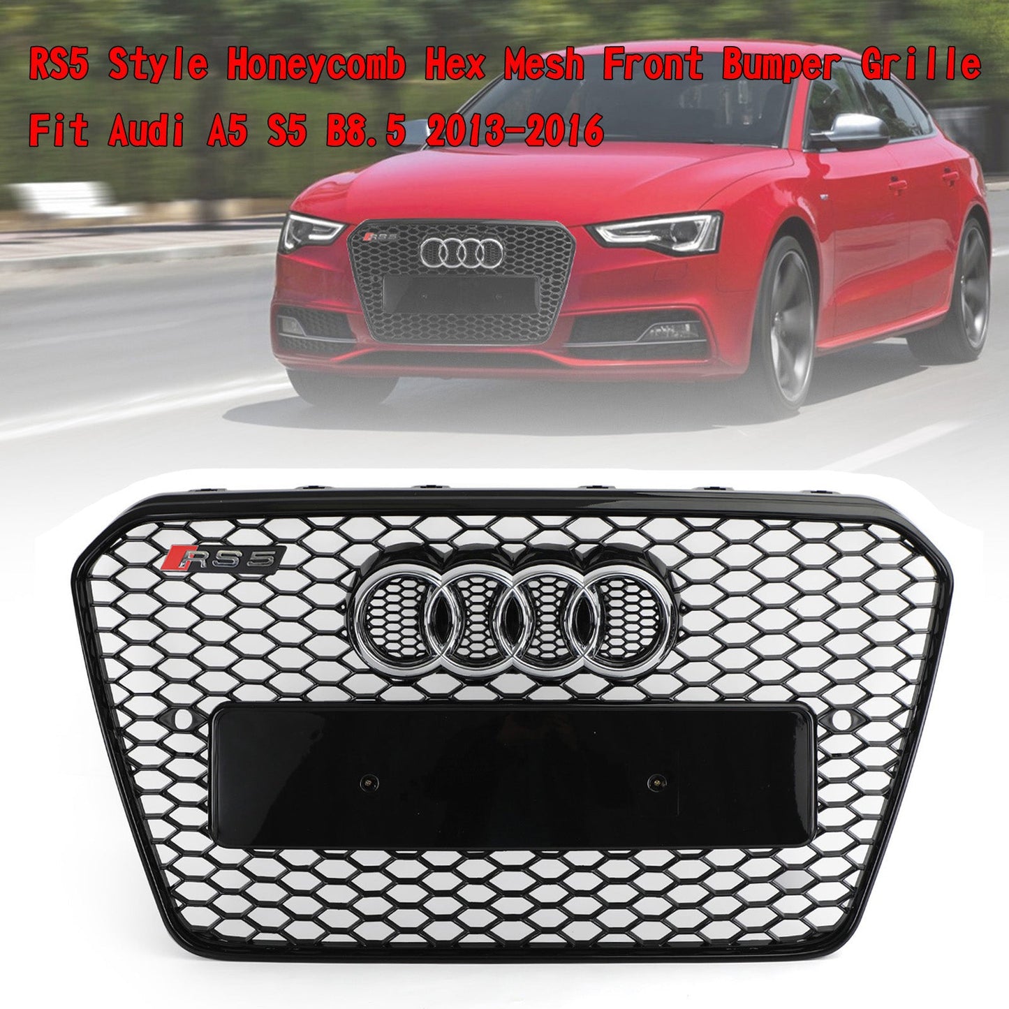 2012-2016 Audi A5 / A5 Sline / S5 B8.5 RS5 / S5 Style Grill Front Bumper Glossy Black Grille