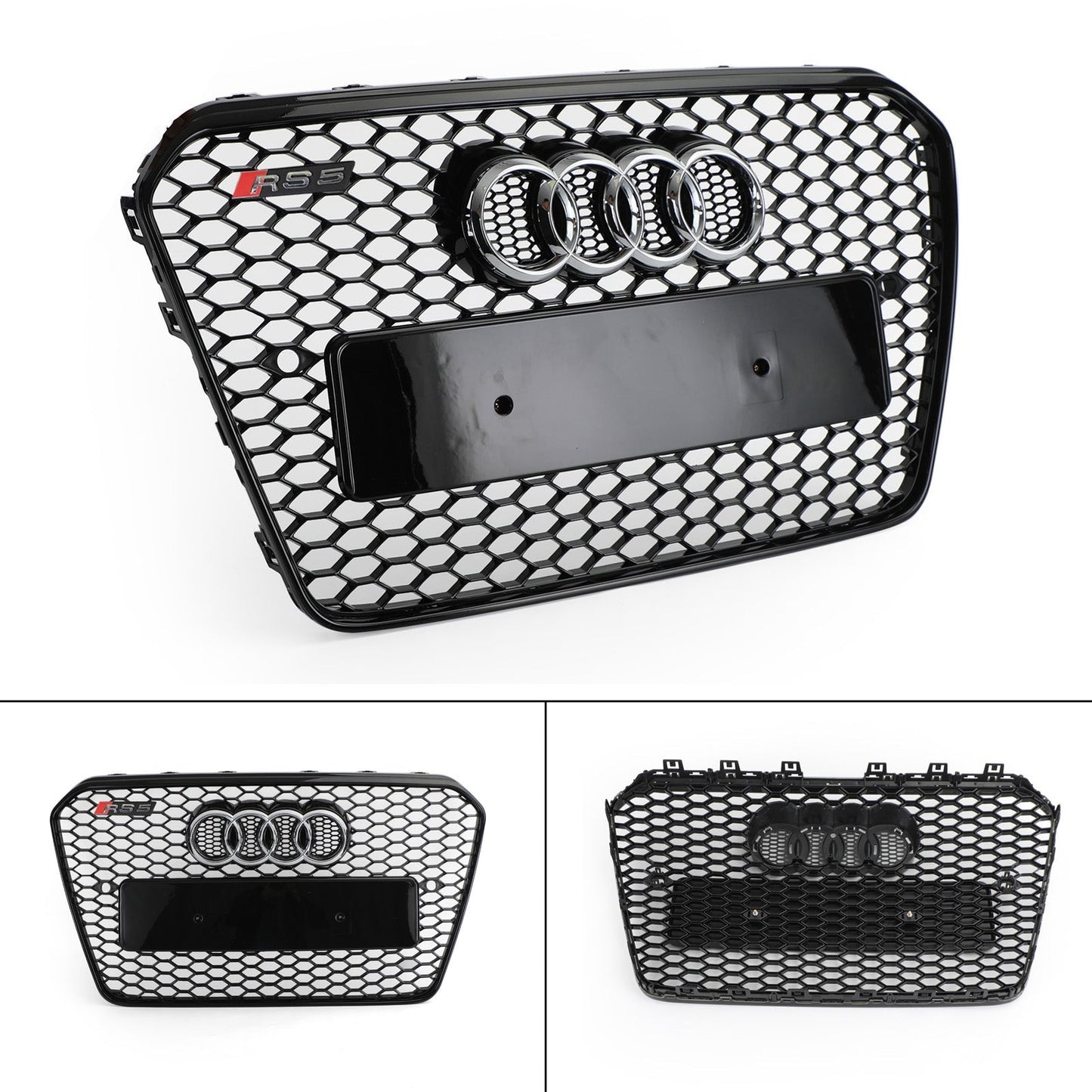 2012-2016 Audi A5 S5 B8.5 Grill Replacement RS5 Style Honeycomb Hex Mesh Front Bumper Black Grille