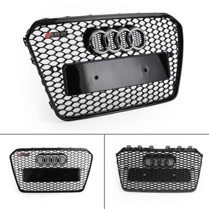 2012-2016 Audi A5 S5 B8.5 Grill Replacement RS5 Style Honeycomb Hex Mesh Front Bumper Black Grille