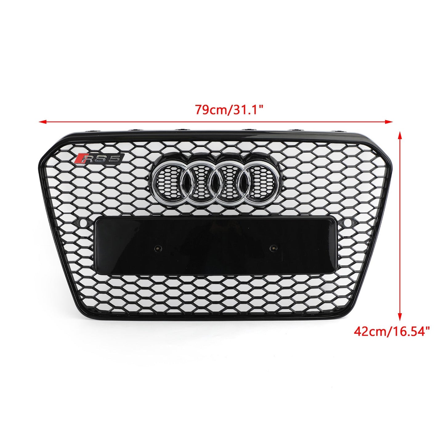 2012 2013 2014 2015 2016 Audi A5 / A5 Sline / S5 B8.5 Honeycomb Hex RS5 Style Grille Glossy Black Front Grille W/ Emblem