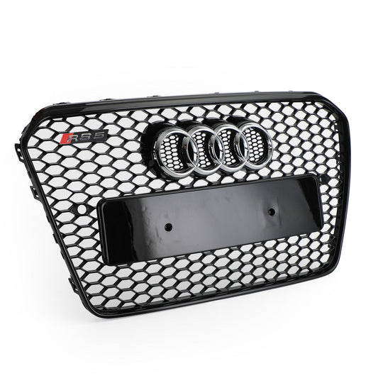 2012 2013 2014 2015 2016 Audi A5 / A5 Sline / S5 B8.5 Honeycomb Hex RS5 Style Grille Glossy Black Front Grille W/ Emblem